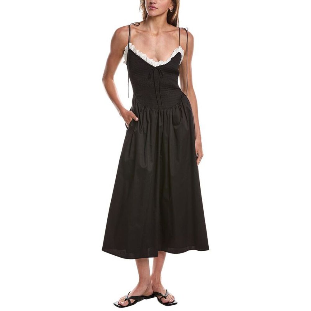 For Love & Lemons Womens  Bethany Midi Dress, Black